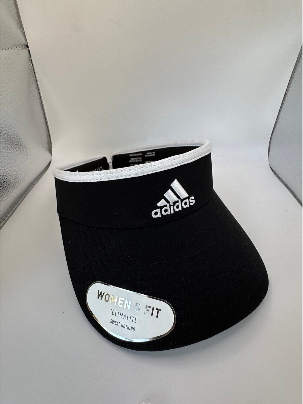 Adidas Womens Fit Climalite Visor Black w/White Logo NWT